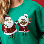 Christmas Santa Sequined Casual Loose Long Sleeve Sweatshirt