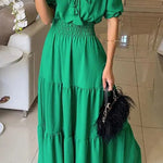 Admit Your Feelings Off Shoulder Smocked Waist Maxi Dress