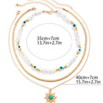 Vintage Eye Pearl Sun Turquoise Necklace