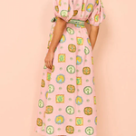 Lantern Sleeves Button Down Tie Waist Printed Midi Shirt Dress