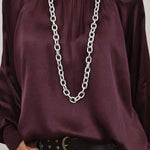 SATIN BLOUSE WITH EGGPLANT COLLAR