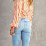 Loose Commuter Casual Hollow Lantern Sleeve Pullover Round Neck Sweater