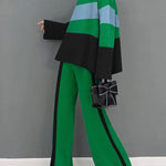 High Waisted Loose Contrast Color Pants Trousers