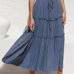 Selina Elasticised Waist Tiered Ruffle Midi Skirt