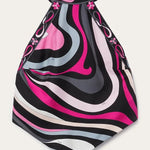 Satin Unique Print Halter Top and Irregular Midi Skirt Set