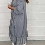 Fashionable all-match thin silk loose V-neck design solid color top