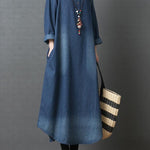 Loose Denim Shirt Maxi Dresses