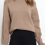 Casual Solid Patchwork Turtleneck Tops