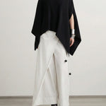 Batwing Sleeves Loose Asymmetric Solid Color One-Shoulder Blouses&Shirts Tops