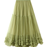 Sweet fungus lace A-line tutu skirt with large hem