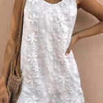 Embroidered floral lace-up tank top romper