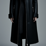 Women Fur Trim Warm Lined Hooded Eco Leather Trench Coat