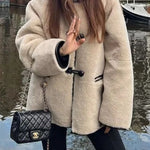 Round Neck Long Sleeve Faux Fur Coat
