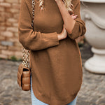 Irregular Hem Side Split Loose Pullover Turtleneck Sweater