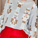 Holiday Traditions Colorful Nutcracker Printed Loose Sweatshirt