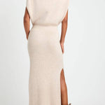 Book Club Knit Turtleneck Cap Sleeve Slit Sweater Midi Dress