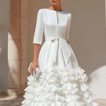 Belted Ruffled-Hem Midi Dress