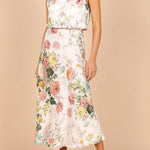 Wine Country Dates Floral Halter Neck Elastic Waist Maxi Dress