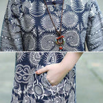 Vintage Cotton Blend Printing Midi Dresses