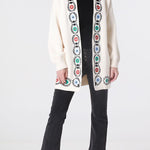 Off-white knitted cardigan with embroidery detail