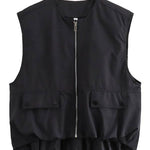 Fashionable Loose Sleeveless Pocket Casual Vest