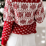 Christmas Pattern Knitted Crew Neck Long Sleeved Sweater