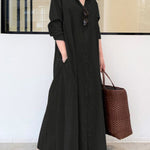 Original Solid Color Lapel Shirt Dress