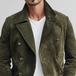 Men's Classic Casual Lapel Suede Double Breasted Jacket