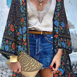 College Print Patchwork Cardigan Collar Outerwear
