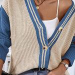 Striped Colorblock Knit Cardigan Sweater