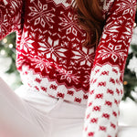 Christmas Pattern Knitted Crew Neck Long Sleeved Sweater