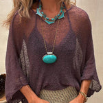Sexy See-through Long-sleeved Beach Cover-up Top