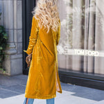 Velvet cardigan buttonless outerwear sweater