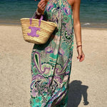 Aqua Black Silk Designer Maxi Dress