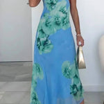 Elegant One-shoulder Printed Chiffon Dress