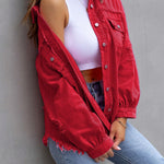 Long Sleeves Loose Fringed Pockets Lapel Outerwear
