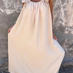 Solid Floral Embellished Sleeveless Loose Maxi Dress