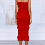 Fashion shirring suspender slim fit tube top suspender dress