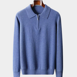 PURE EXTRA-FINE MERINO WOOL HALF ZIP POLO