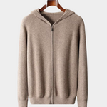 PURE EXTRA-FINE MERINO WOOL RIBBED ZIP HOODIE