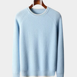 PURE EXTRA-FINE MERINO WOOL TWO TONE CREWNECK
