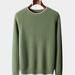 PURE EXTRA-FINE MERINO WOOL TWO TONE CREWNECK