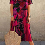 Tunic round neck loose beach maxi dress