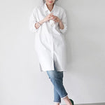 Urban Loose Solid Color Striped Lapel Blouse Top
