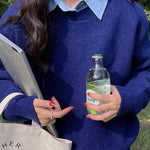 Long Sleeves Loose Solid Color Round-Neck Pullovers Sweater Tops
