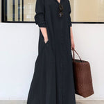 Original Solid Color Lapel Shirt Dress