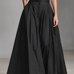 Women's Black Stretch-Knit & Woven Set With Cropped Top & Maxi Dress, Timeless Sleek-Chic Style Set