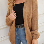 Drop Shoulder Open Front Knit Oversized Sweater Cardigan