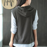 Artistic Retro Solid Hooded Vest