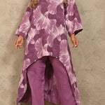 Exquisite Floral Print Crew Neck Paneled Pant Suit